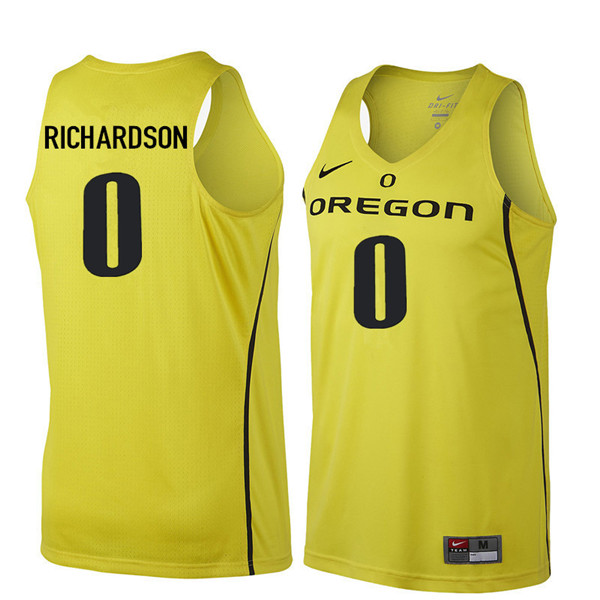 Men #0 Will Richardson Oregon Ducks College Basketball Jerseys Sale-Yellow - Click Image to Close